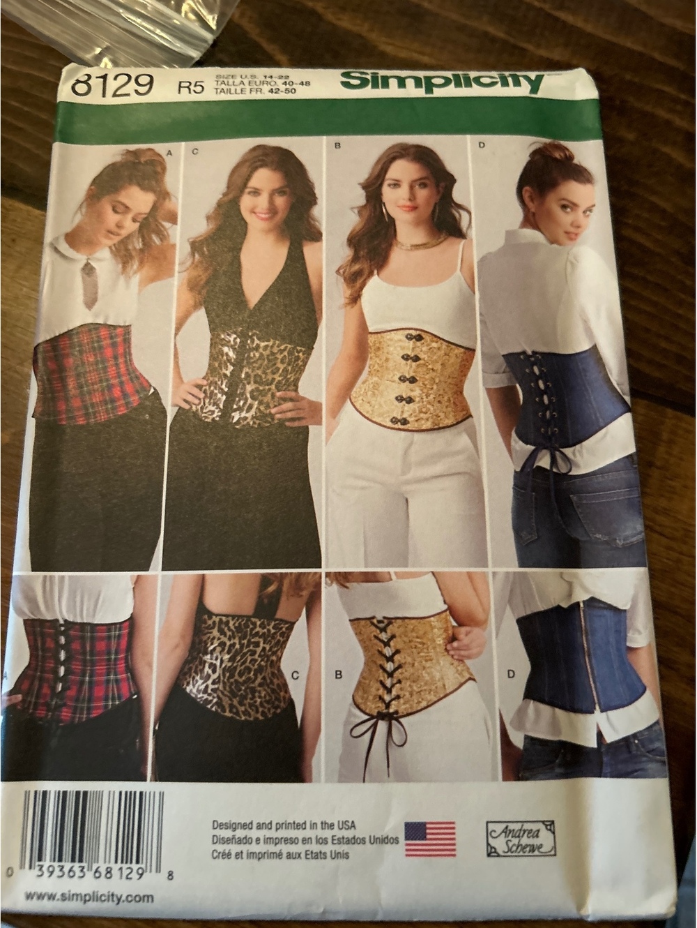 Simplicity 8129 Vintage Corset Sewing Pattern - Sizes 6 to 22